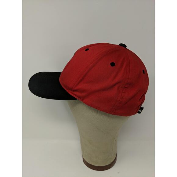 Pacific Headwear 302C Pro Model Strapback Hat Embroidered P Logo Red & Black - Picture 8 of 11